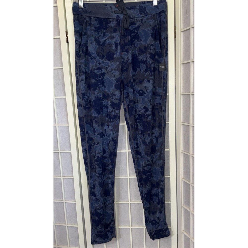 SAXX Snooze Blue Tie Dye Modal Stretch Pajama Sleep PJ Lounge Pants Men's Small